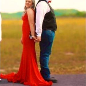 Jovani floor length gown with train